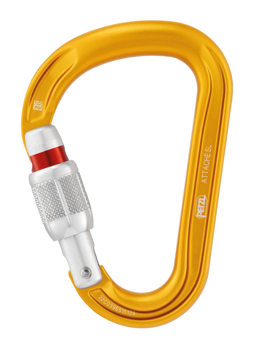 Petzl ATTACHE pear-shaped SCREW-LOCK aluminum carabiner with round-stock basket